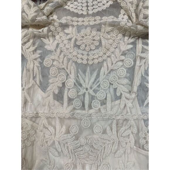 Express Women's Party Boho Dress Ivory Lace Overlay Fit & Flare Slip Size S - Picture 9 of 9